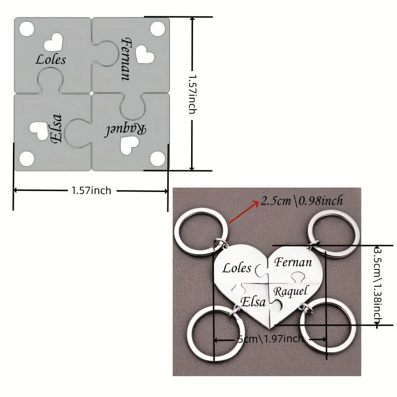 Custom 4-piece Silver Stainless Steel Puzzle Friendship Keychain belong to Forever Friends Graduation Season Start Season Gifts view 2