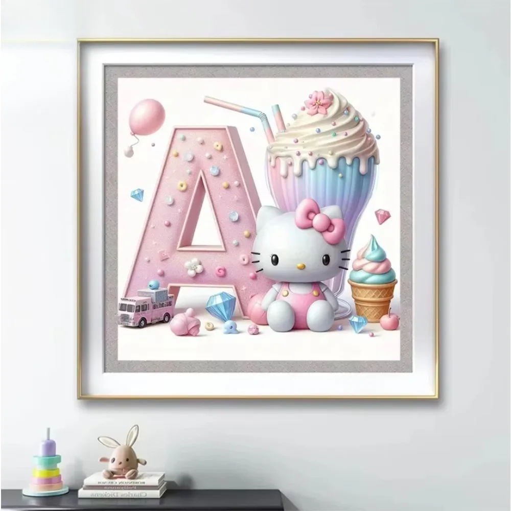 

5D DIY алмазная живопись вышивка розовый милый котенок мультфильм мозаика мороженое буквы вышивка крестиком ручная работа детский подарок декор