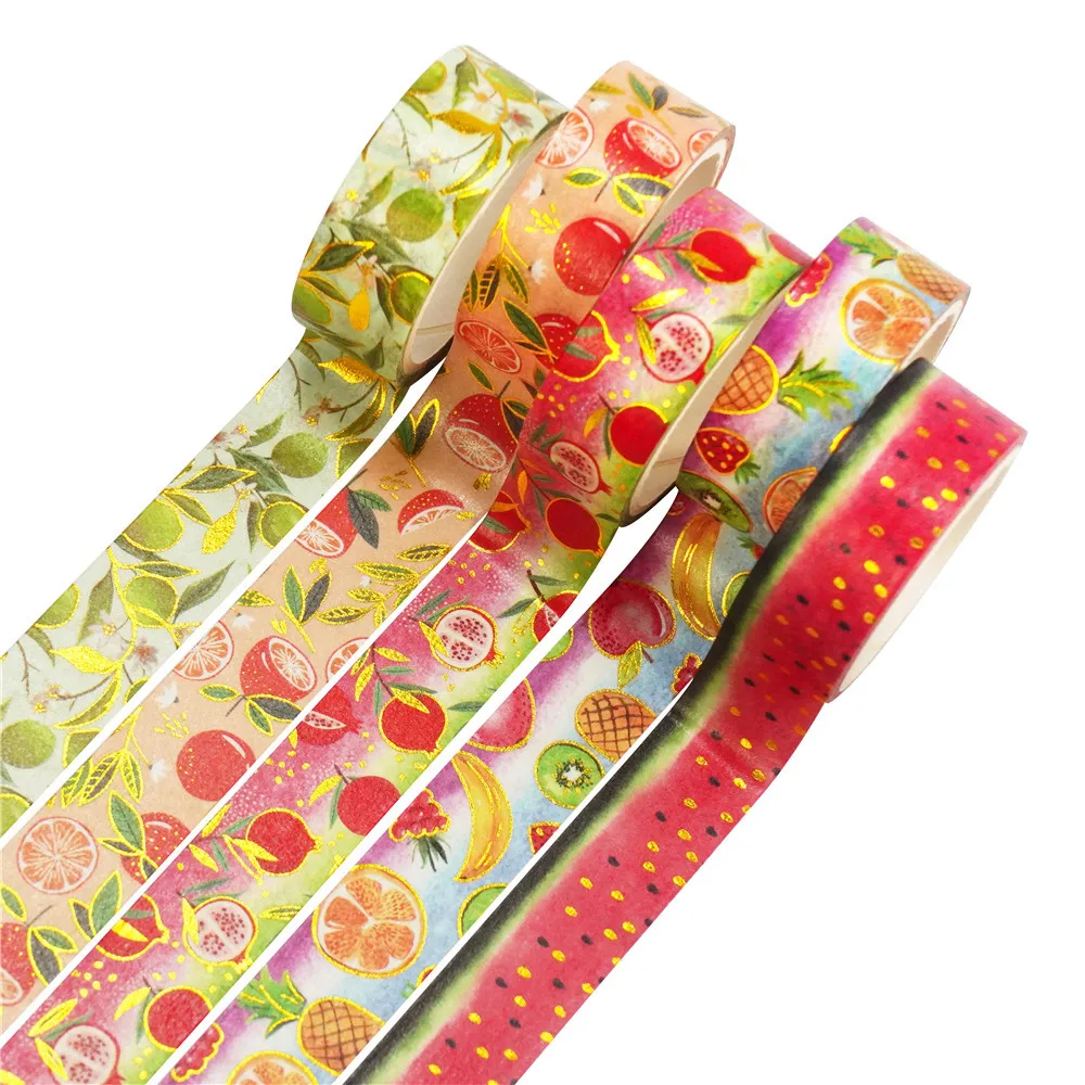 10 Pcs/set Cartoon Fruit Gilding Washi Tape Set DIY Scrapbooking Sticker Label Masking Tape School Office Supply Stationery