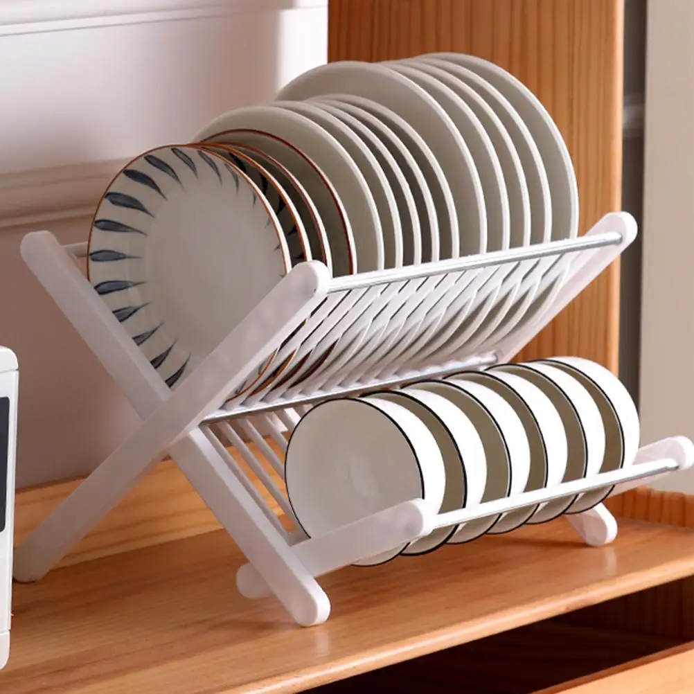 

Clothes Drying Rack Space Saving Dish Drain Plate Bowl Racks White Kitchen Dishes