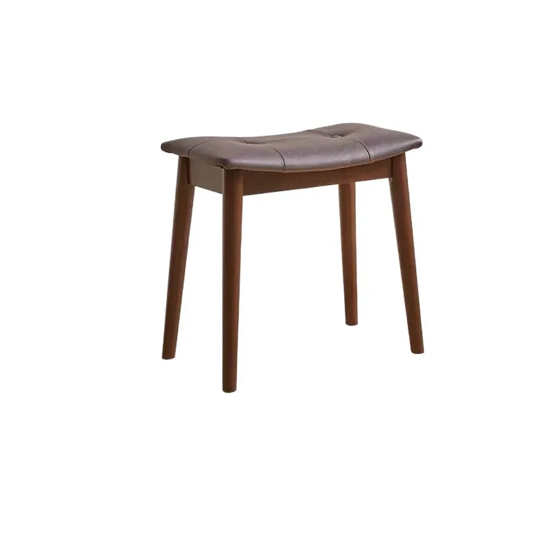 Solid wood saddle stool household light luxury makeup stool bedroom dresser stool black makeup chair living room square bench