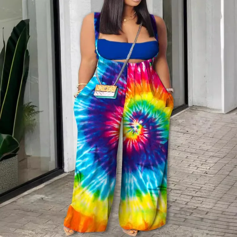 2024 Spring Summer New Women's Clothing Pure Color Tube-Top Sling Loose One-Piece Trousers