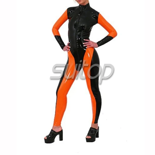 

women 's 100% nature latex rubber zentai for lady jumpsuit
