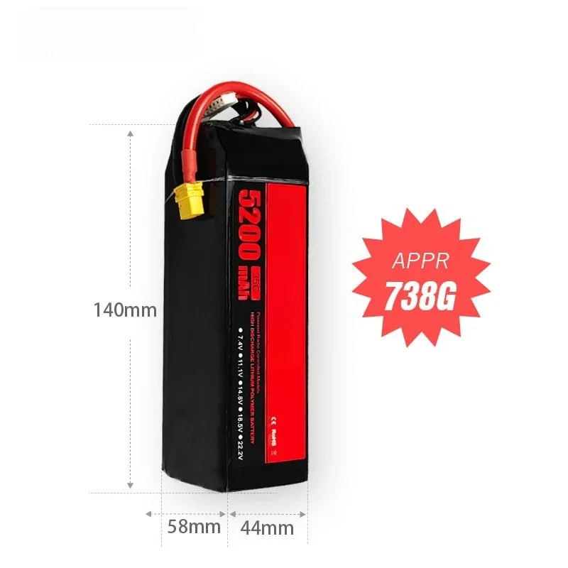 Stable Discharge 35C LiPo Battery 6S 22.2V 5200mAh Full Series RC Model Airplane Battery Accessories