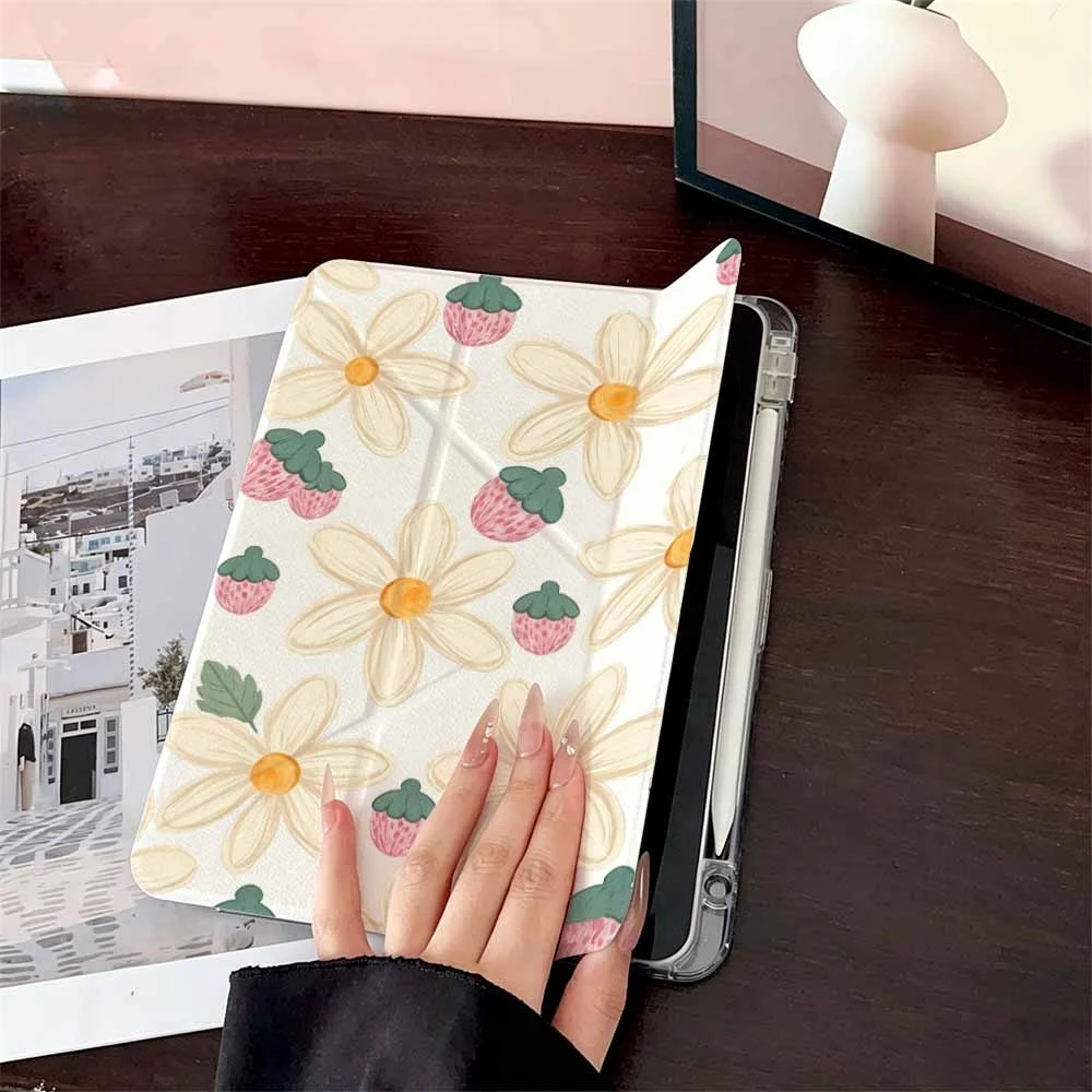 Hot Sale Daisy Strawberry For Samsung Galaxy Tab A8 A9 A11 S6 S7 S8 S9 S10 FE Plus Lite Protective With Pen Slot Tablet Case