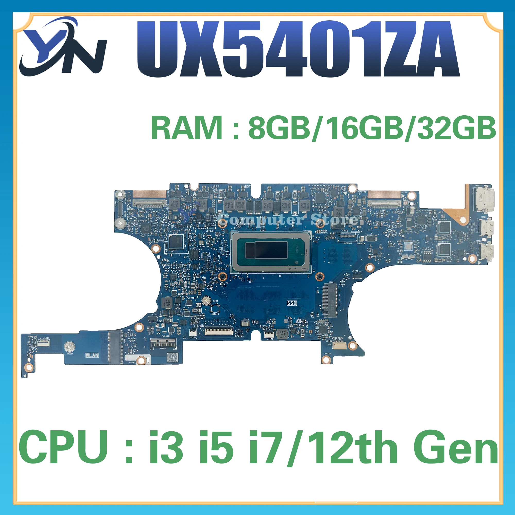 

UX5401ZA Mainboard For ASUS UX5401 UX5401Z BX5401ZA RX5401ZA BX5401Z RX5401Z Laptop Motherboard i5 i7 i9 12th Gen 100% Test OK