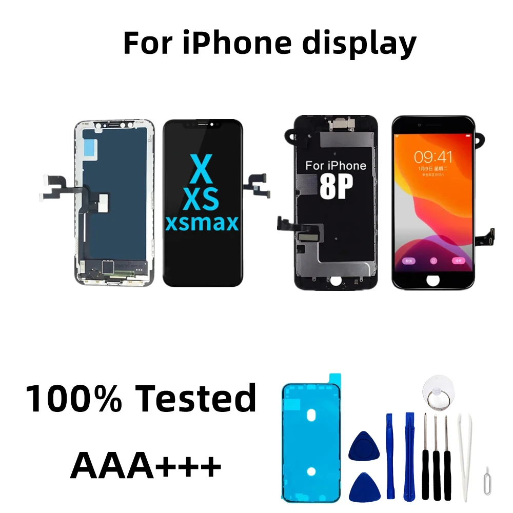 OLED Display For iPhone X XR XS Max LCD Touch Screen Digitizer Assembly  Display No Dead Pixel Repair For iPhone 6 7 8plus