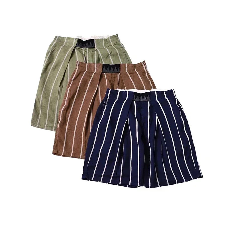 21SS KAPITAL Japan Retro Trendy Cotton and Hemp Adjustable Elastic Casual Shorts