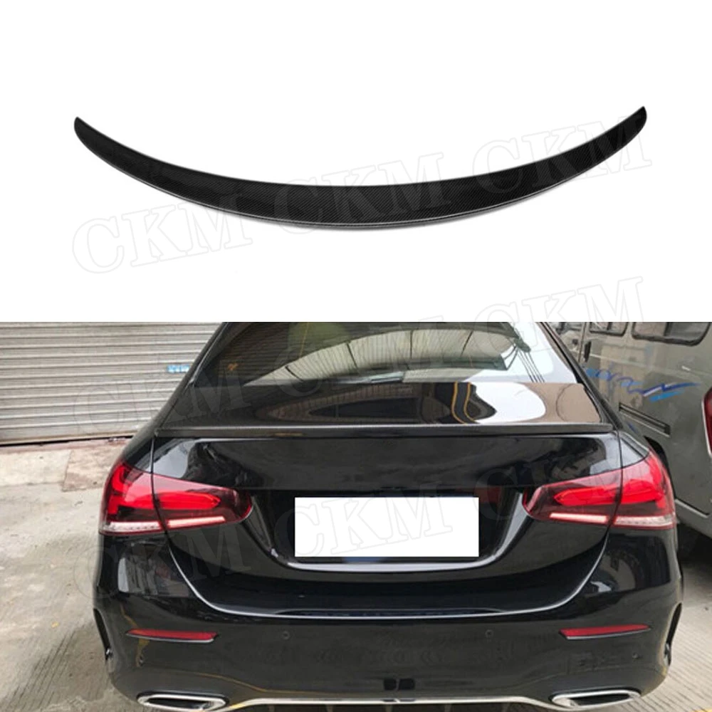 

CKMUUER Carbon Fiber For Mercedes-Benz A Class W177 Sedan A200 A180 A250 Spoiler 2019-2020 Rear Boot Lid Spoiler Car Styling FRP