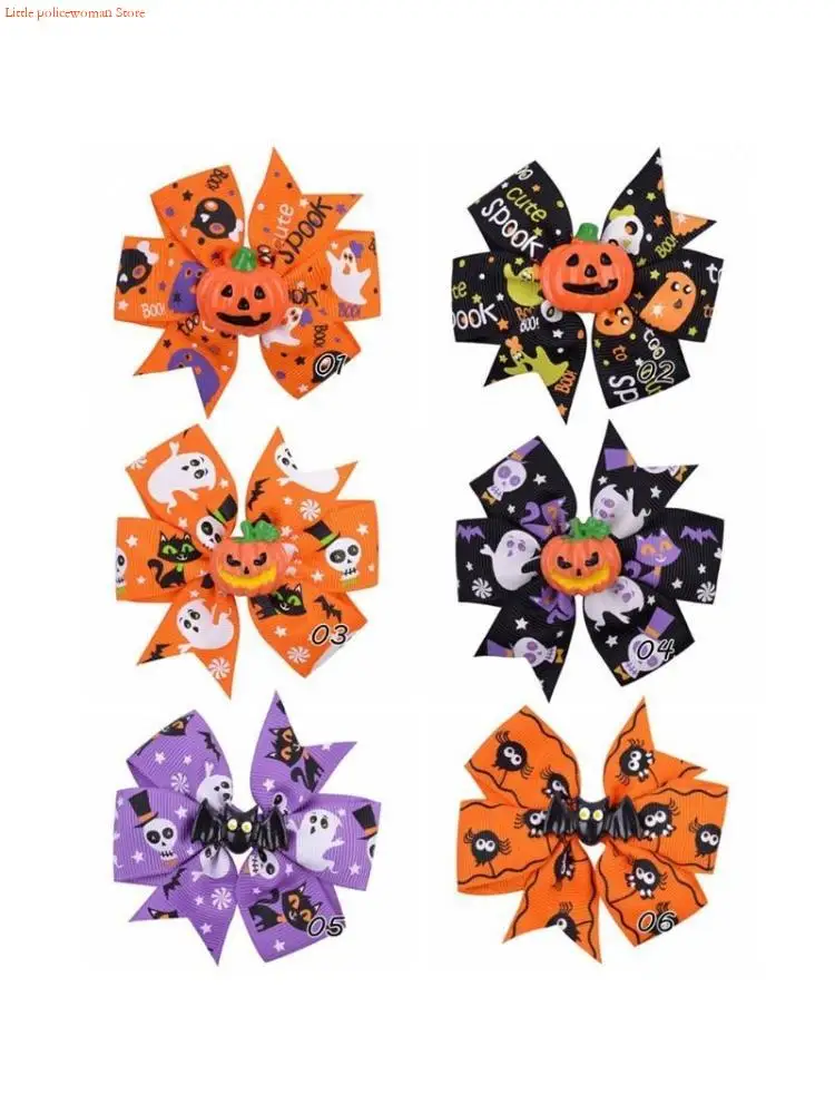 F92D Cartoon Bat Hairpin Pumpkin Bow Barrettes Halloween Party Headwear Cosplay Hair Clip for Creative Hair Accessories