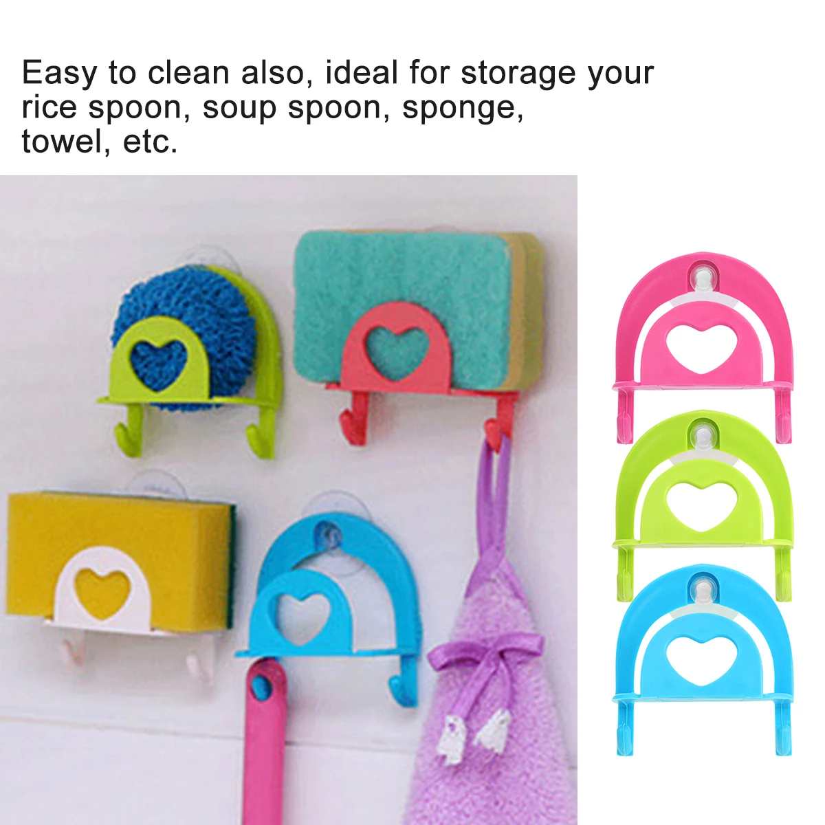 

3 Pcs Suction Cup Storage Rack Towel Hook Kitchen Holder Plastic Sucker Traceless Shelf