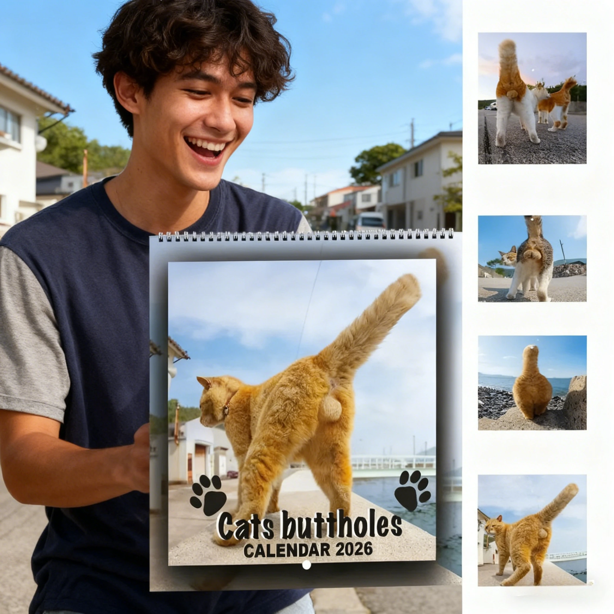 

2026 Funny Cat Butt Calendar,12-Month Humorous Cat Tail Wall Calendar,Cute Monthly Planner & Home Scheduling Tool for Cat Lovers