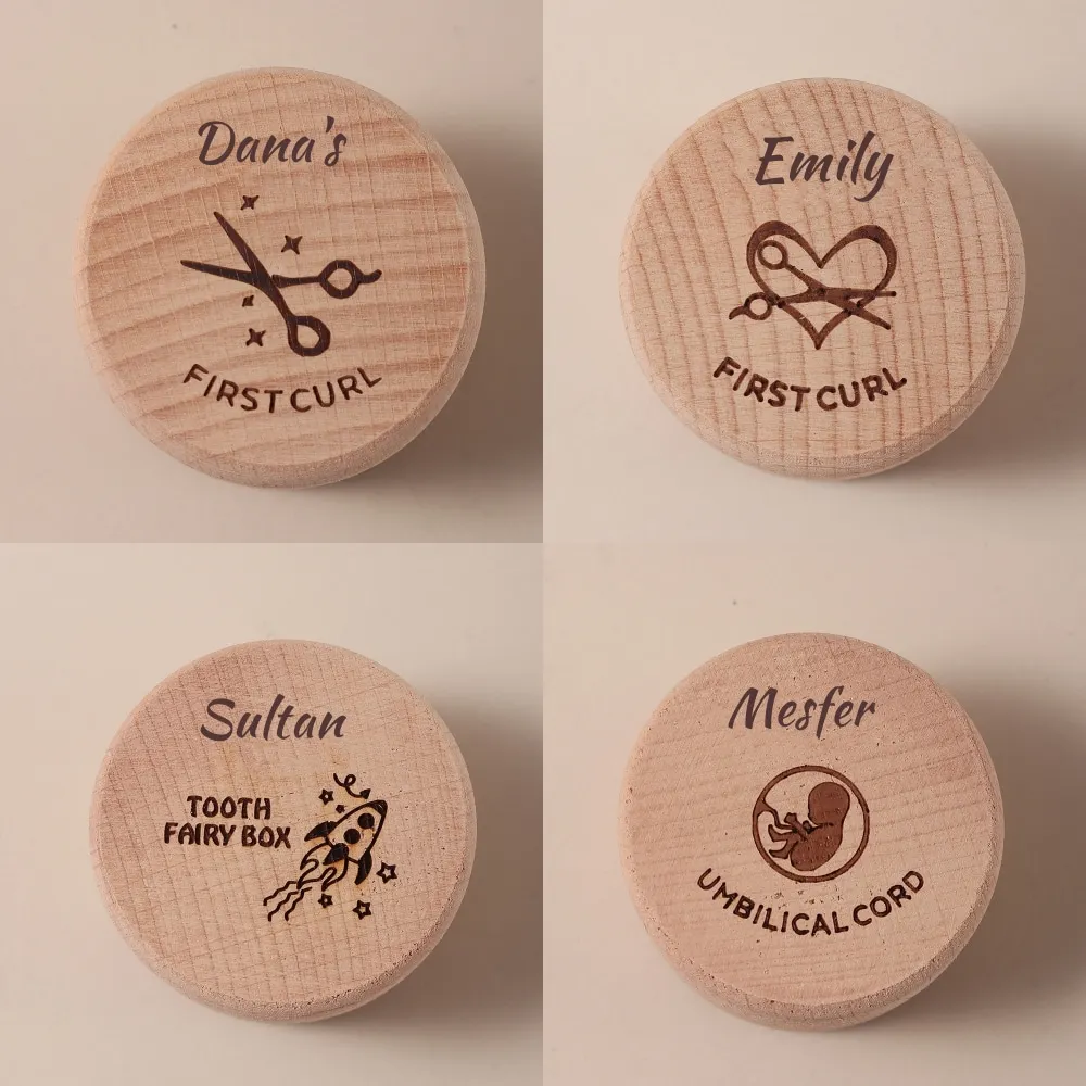 1pc Custom Name Beechwood Baby Keepsake Box – First Tooth & Umbilical Cord Memory Box
