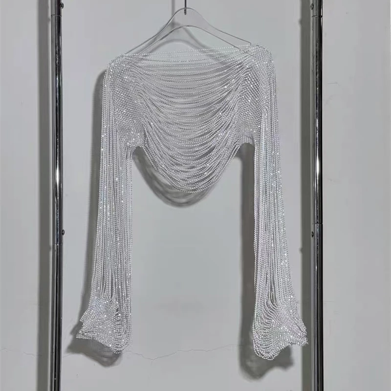 Hochwertiges Diamant-Halsketten-Zubehör, 2026, neuer Stil, Kleidung, Schal-Zubehör, trendiges, langärmeliges Crop-Top, mehrschichtig – Detail 4