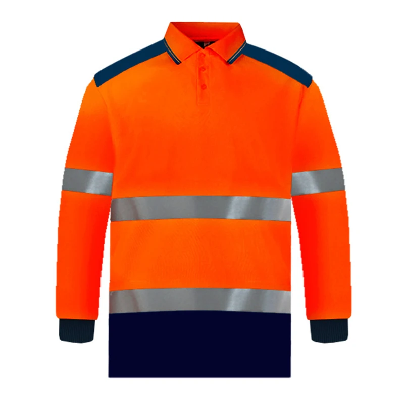 Safety Polo Shirts High Visibility Reflective Shirts Long Sleeve Construction Work Shirts for Men