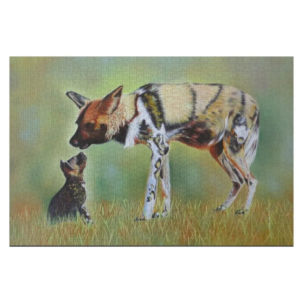 The maternal moment of a Lycaon female Jigsaw Puzzle For Children Custom With Photo Jigsaw For Kids Photo Puzzle