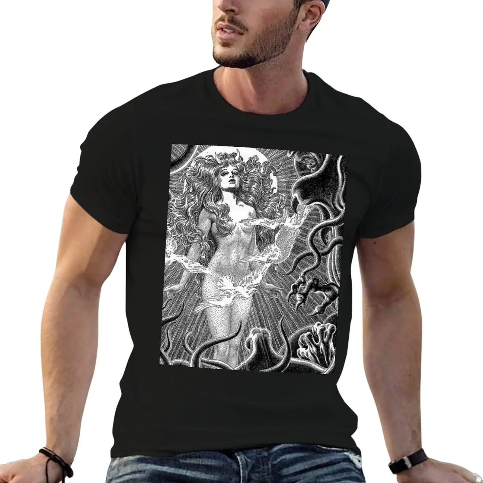 

Succubus, The Lustful Demon, by Virgil Finlay T-Shirt man t shirts for men cotton t shirts high quality T-Shirt