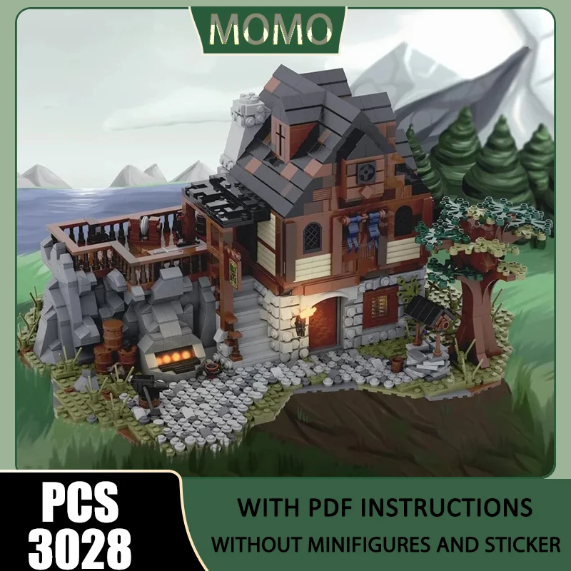 

Moc Building Blocks Fisherman's House Castle Model Technology Brick DIY Assembly Construction City Street View Toy Holiday Gifts