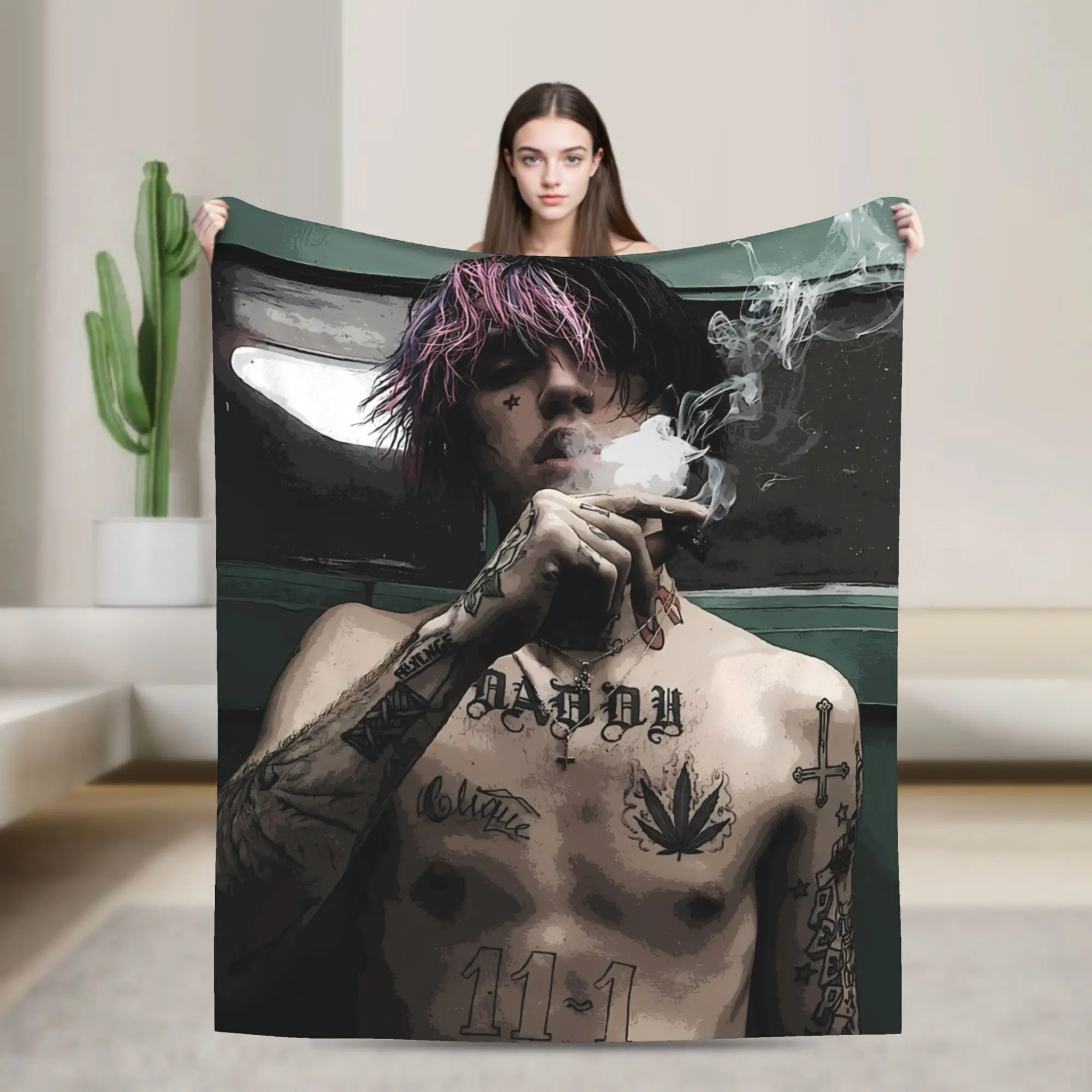 Lil Peep Love Blanket  Warm Funny Plush Throw Blanket For Outdoor Airplane Travel Flannel Bedspread Bed Cover