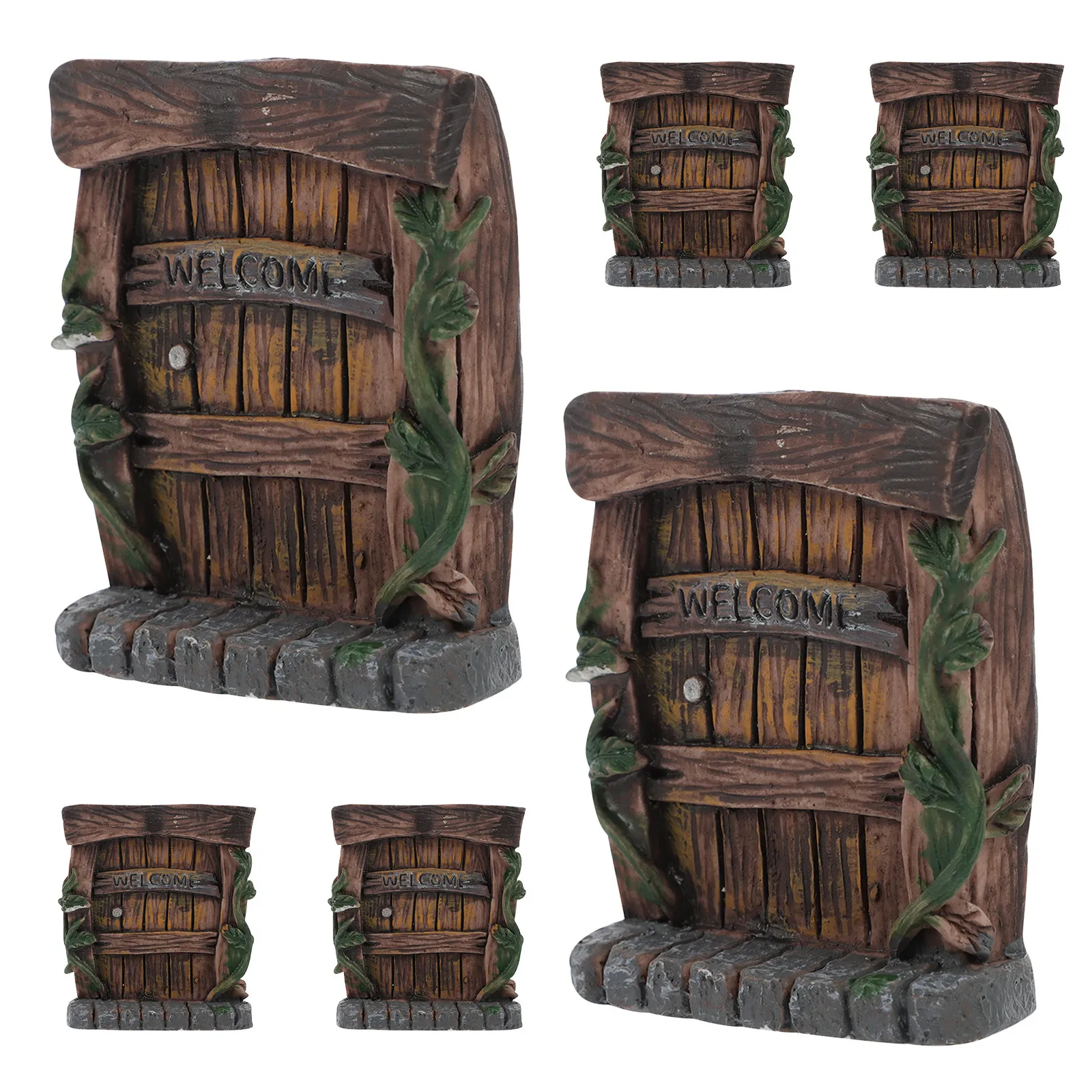 6Pcs Realistic Resin Fairy Door for Trees Lightweight Weatherproof Miniature Garden Decoration Bonsai Terrarium Outdoor Fairy