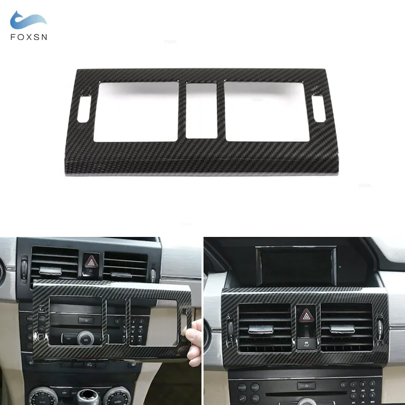 

Для Mercedes Benz GLK X204 2008-2012 Автомобильная карбоновая текстура, центральная консоль, вентиляционное отверстие, защитная крышка, накладка на рамку