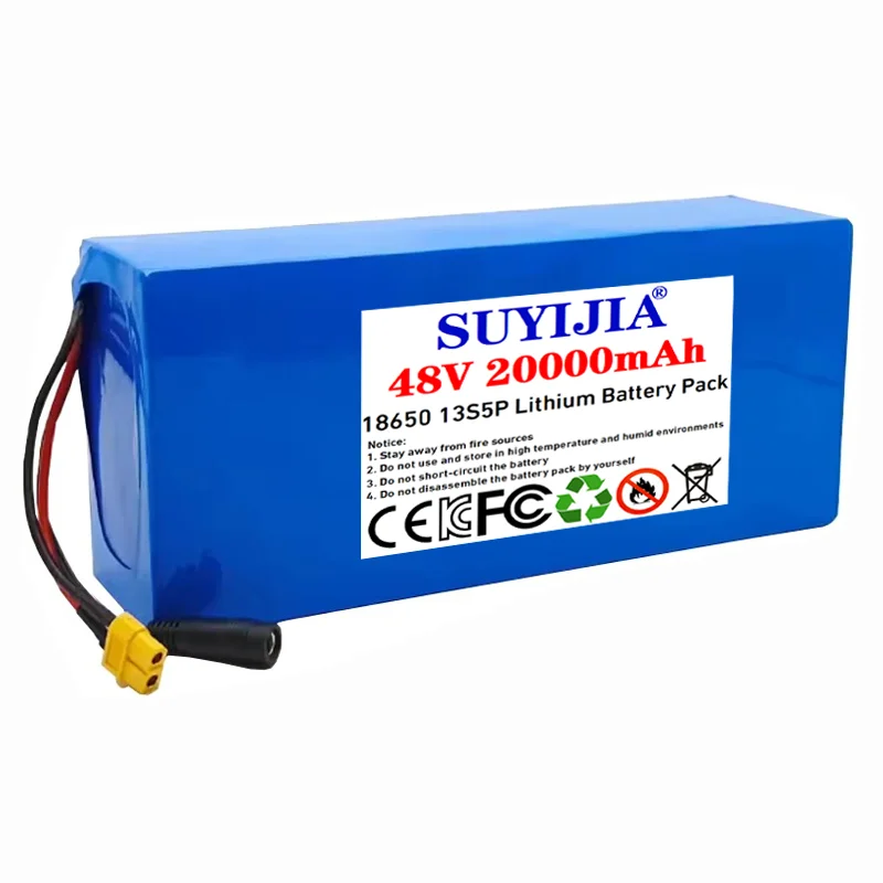 48V 20Ah 18650 lithium battery pack 13S5P built-in 50A BMS suitable for 250-2000W electric scooters and bicycles with charger