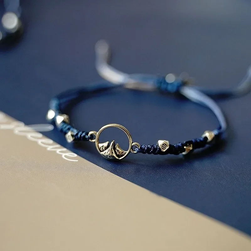 Valentine\'s Day Couple Bracelet for Women Men Original Design Mountains and Rivers Matching Handwork Adjustable Bangle Jewelry
