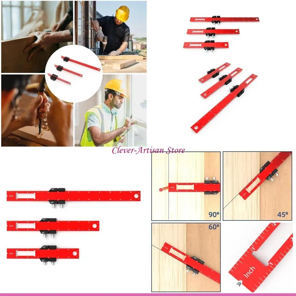 

E06B Деревообрабатывающая линейка Прецизионная карманная линейка Металлическая разметочная линейка с направляющими упорами для