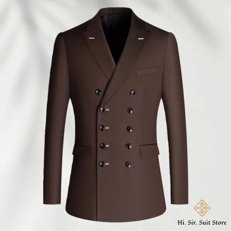 سترة بدلة رجالية مزدوجة الصدر، ملابس خارجية غير رسمية للأعمال الاحترافية، نمط تصدير أنيق، مقاس نحيف باللون الأسود الداكن العميق والرمادي