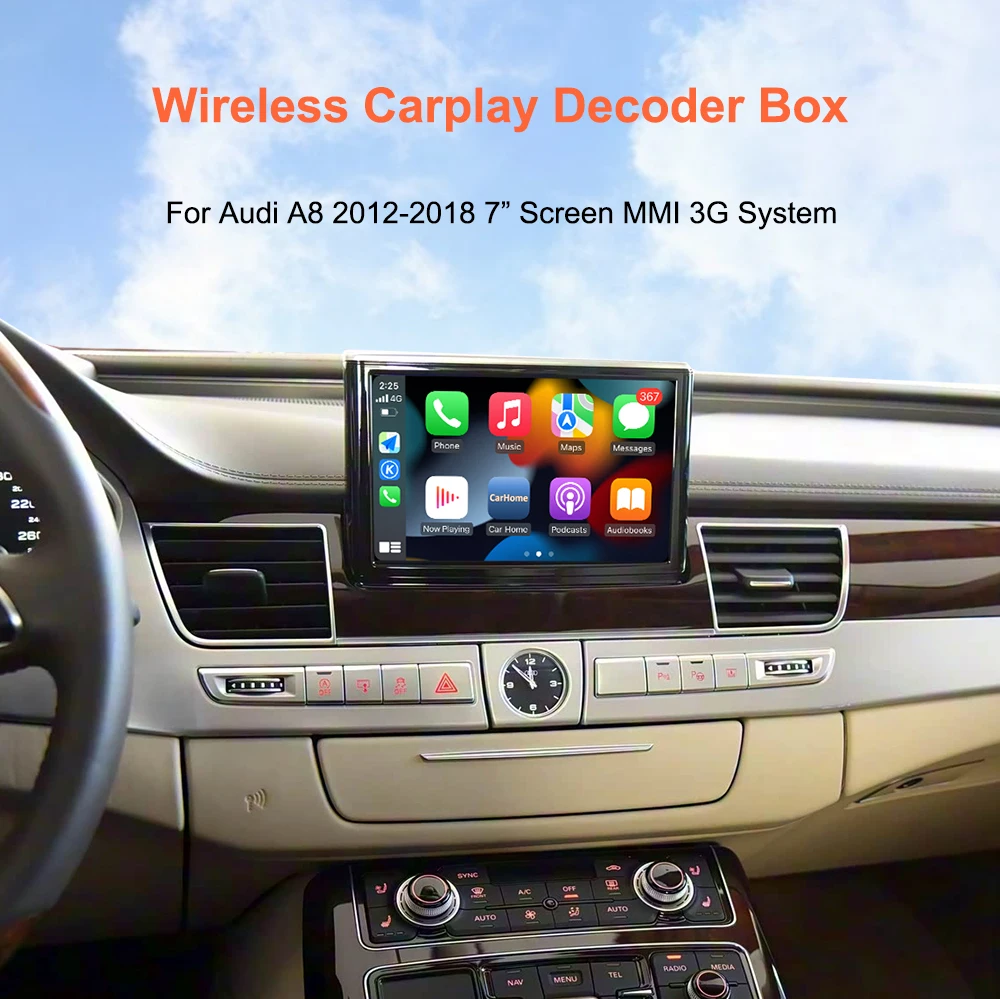 Bonroad Linux Kabelloses CarPlay Android Auto Interface für Audi A8 2012-2018 MMI 3G System 7-Zoll-Bildschirm Upgrade Decoder Box Airplay – Detail 1