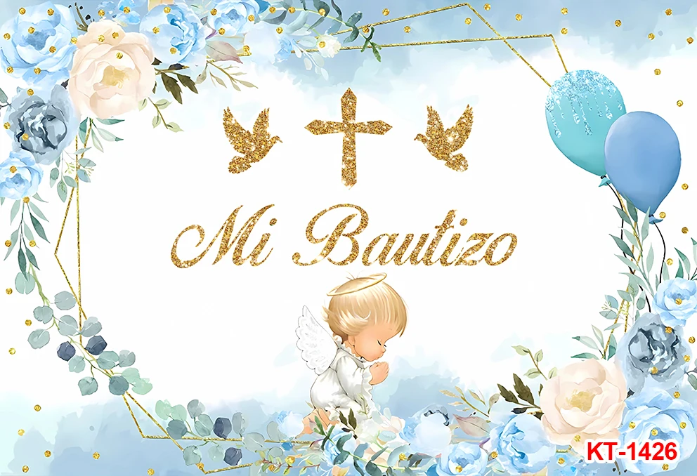My Baptism Photography Backdrop Bohemian Floral Boy Girl First Holy Communion Background God Bless Christening Party Decor