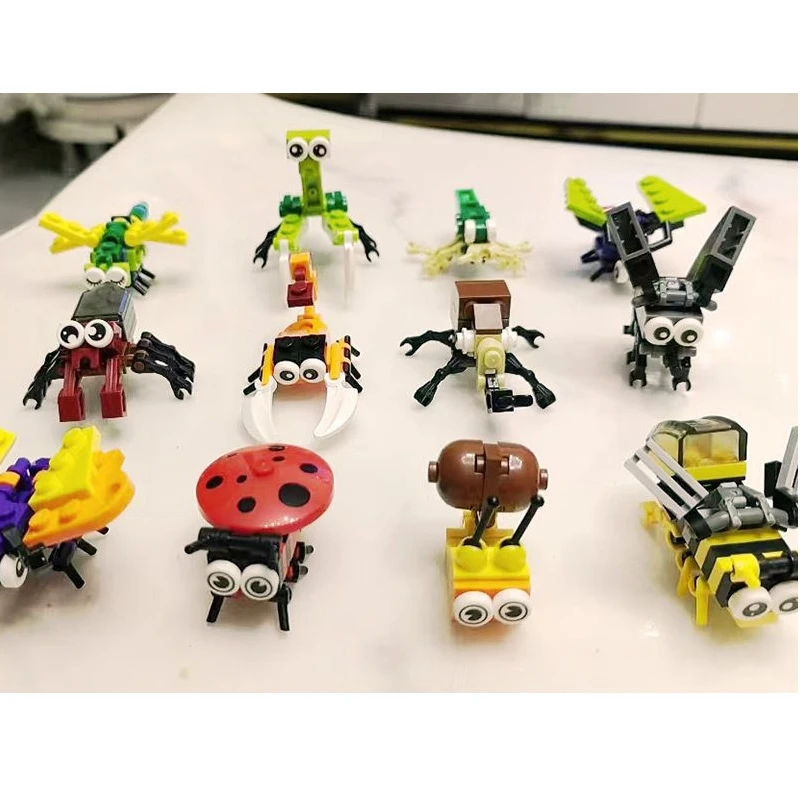 Creative Insect Animal Figures Set Mini Block Baby Building Blocks Toy Assembly Micro Building Bricks Toys For Kids Boy 6 7 Year