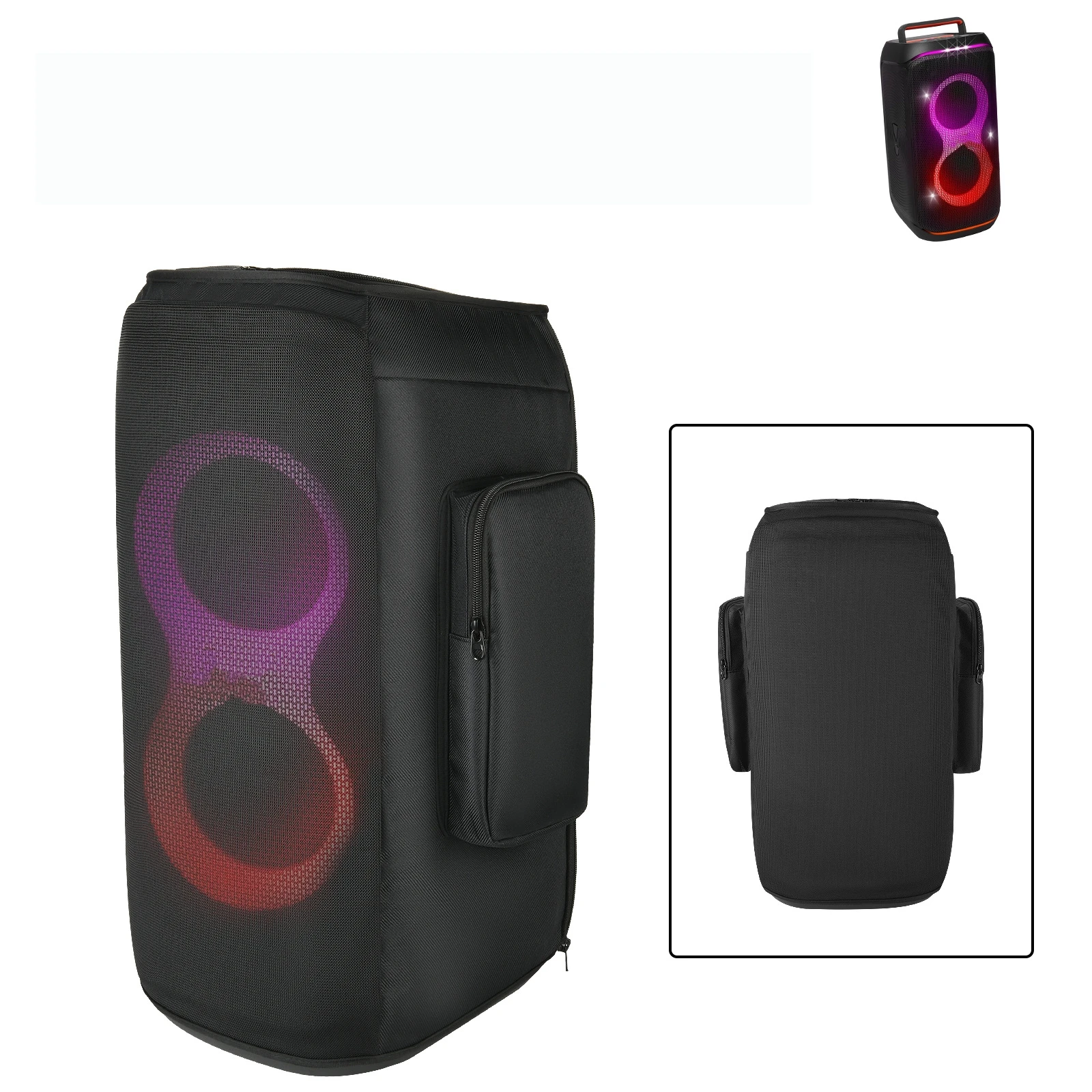 

For JBL PartyBox Club120 Dual Pocket Speaker Case Double Pocket Nylon Cloth Cover Portable Party Speaker Protective Dust Case