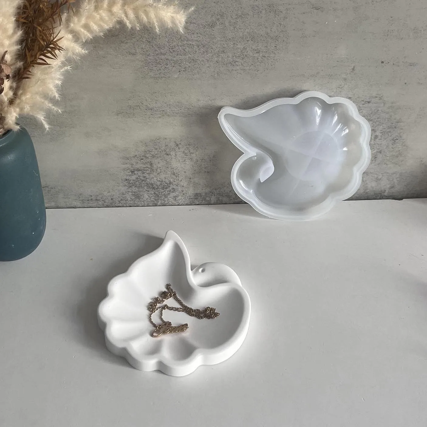 Swan Tray Mold DIY Clay Epoxy Resin Gypsum Cement Mould Ring And Necklace Jewellery Storage Tray Gift Making Home Crafting Decor