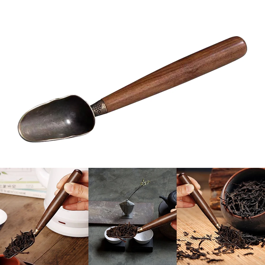 Loose Leaf Tea Scoop Long Handle Tea Leaves Chooser Multifunction Creative Tea Shovel Vintage Ebony Teaspoon Tea Accessories