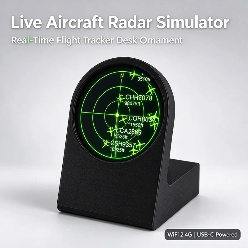 Toy Airplane Radar-Scanning Simulator Connects To A 2.4GHz Wi-Fi Router Features A 3D-Printed Enclosure Plug And Play