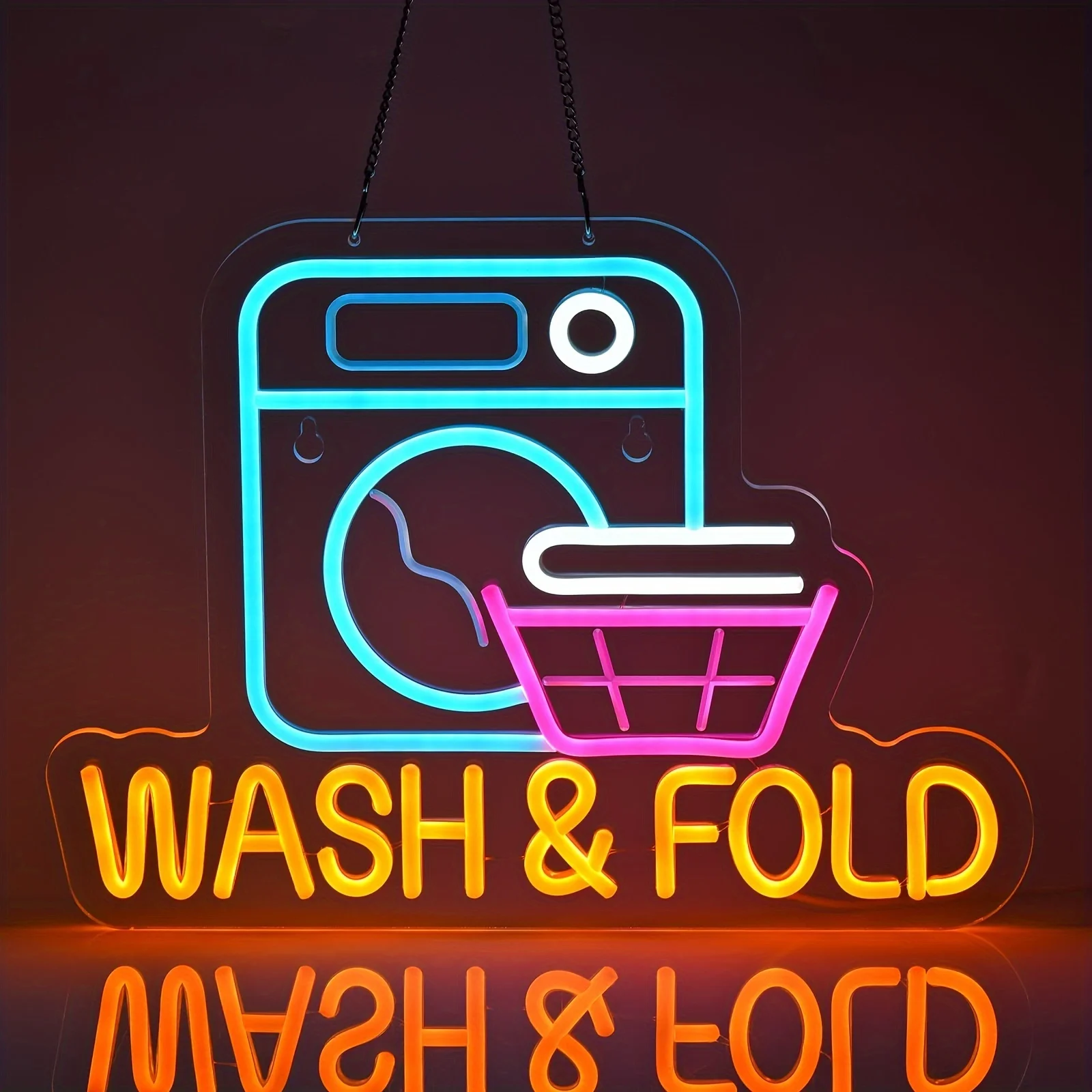 

Wash Fold Neon Sign USB Dimmable Neon Lights for Laundry Room Home Laundromat Wash Room Decor Led Art Wall Decorative Lights