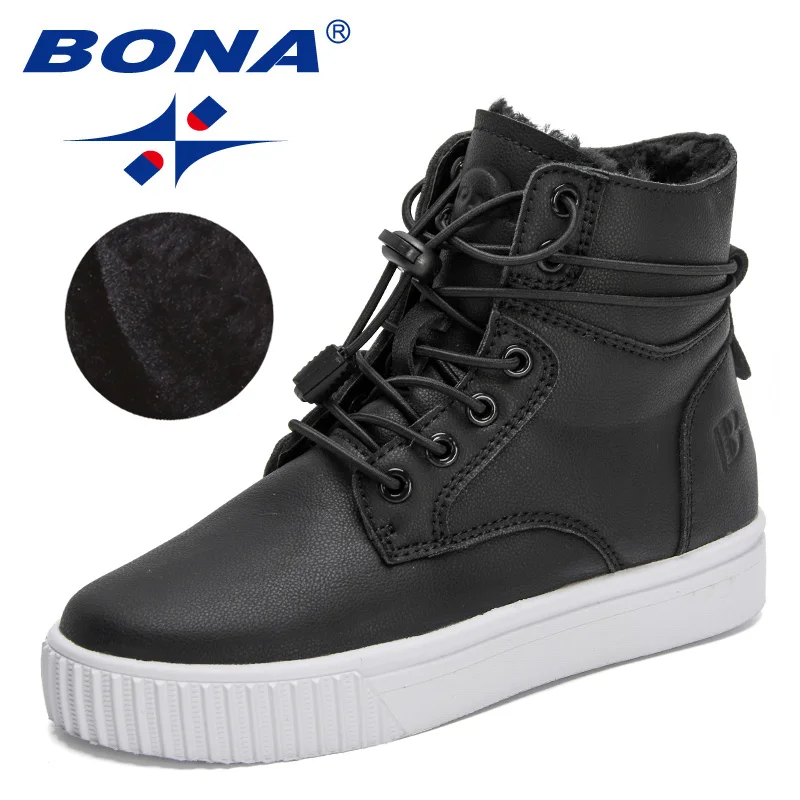 

BONA 2022 New Designers Winter Snow Boots Kids Ankle Boots Children Outdoor High Top Platform Shoes Boys Plush Footwear Girls