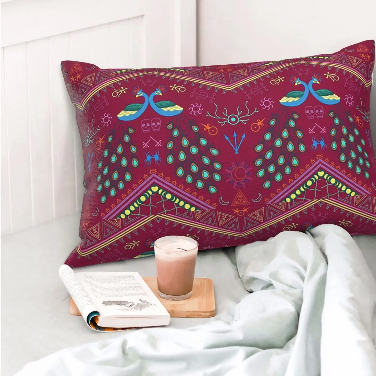 Mollymauk Tealeaf Inspired Print Rectangle Pillowcase Cushion Cover Decorative Bedroom Bed Home Comfort Throw Pillow