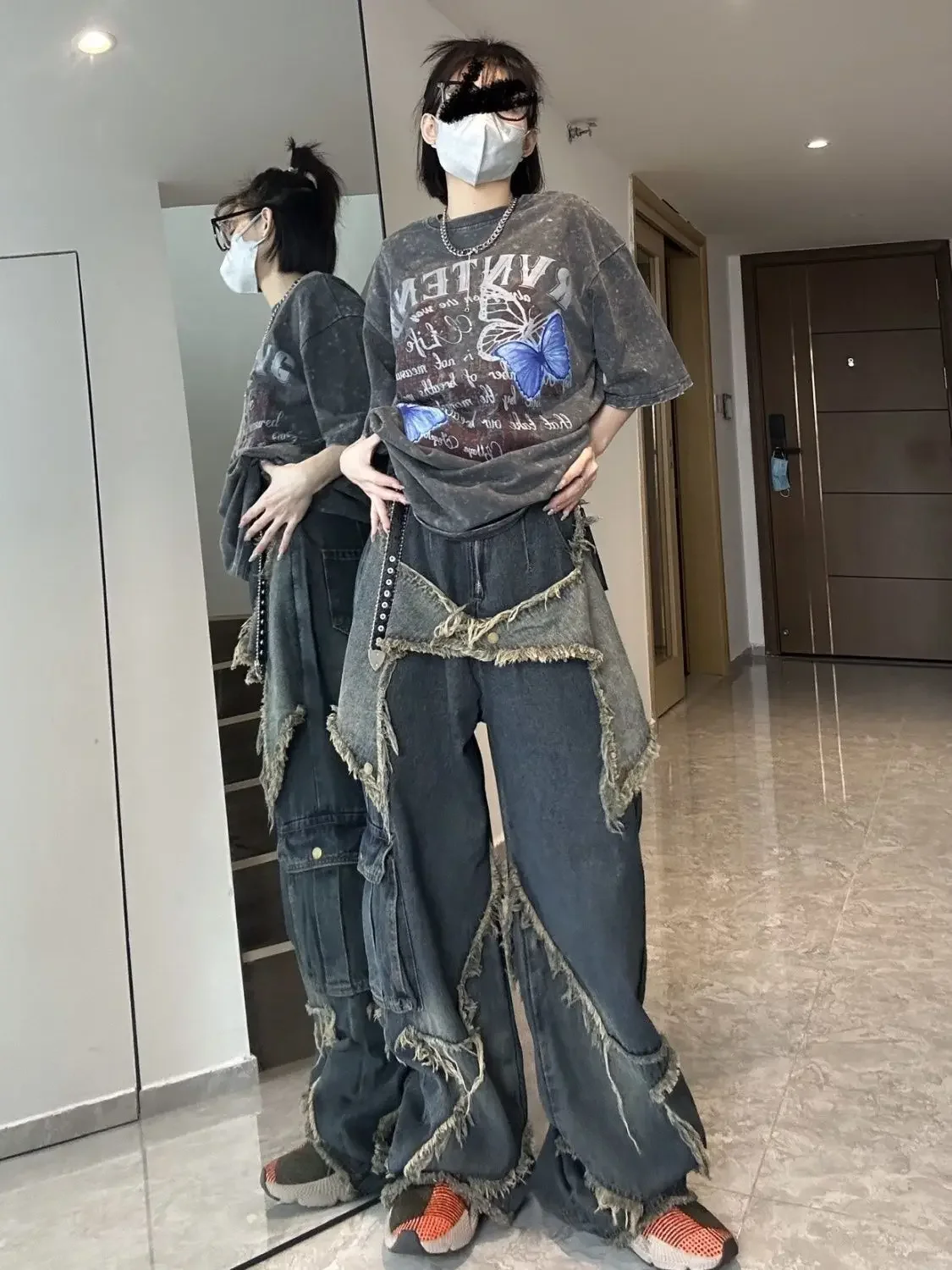 

Y2K Vintage Women Denim Jeans Korean Streetwear Oversize Star Aesthetic Straight Trousers Wide Leg Jeans Pants Clothes