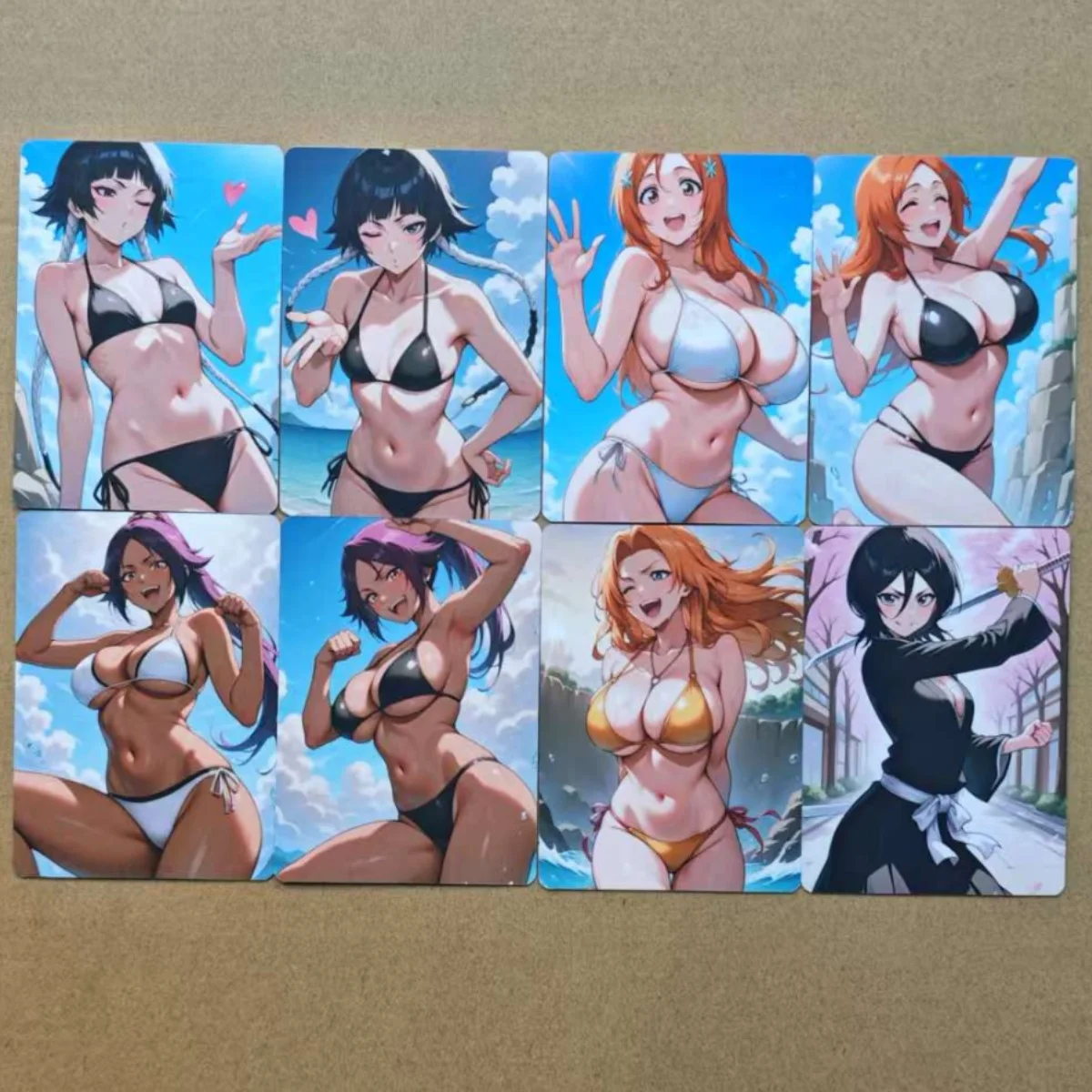 

Сексуальная карта бикини NSFW Kuchiki Rukia Shihouin Yoruichi Inoue Orihime Matsumoto Rangiku Soi Fon Collection Card 18+
