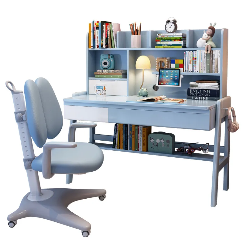 طقم طاولة دراسة وكرسي للأطفال، قابل للرفع، مكتب من الخشب الصلب #2