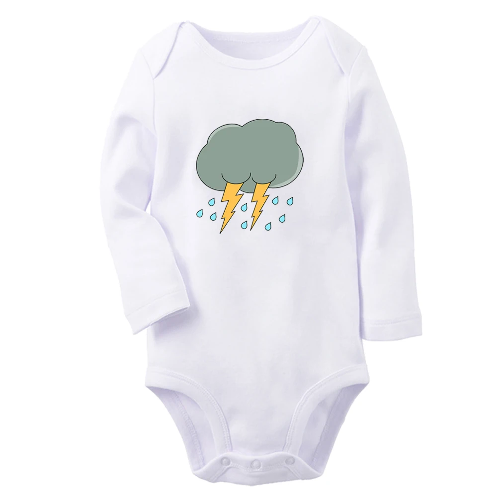 

Nature Black Cloud Thunder Printed Graphic Cute Baby Rompers Boys Girls Long Sleeves Bodysuit 0-12M Infant Jumpsuit Kids Clothes