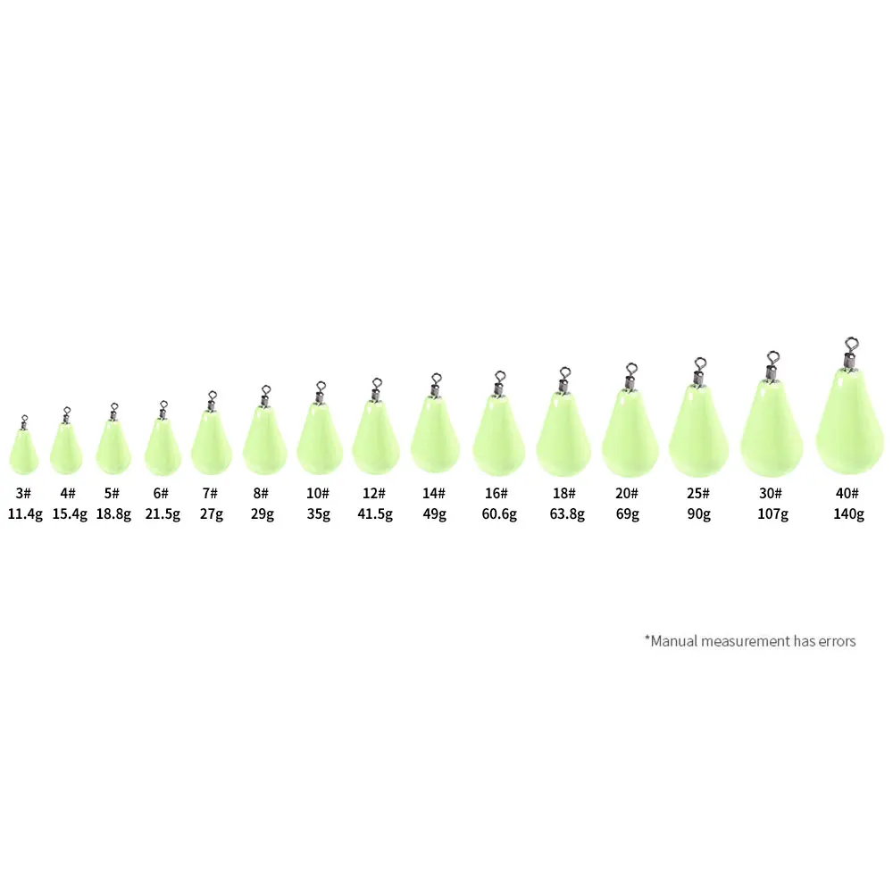 مضيئة 10 جرام-60 جرام قطرات الماء الرصاص الأوزان الفلورسنت الصيد الرصاص الغطاسون الصيد اكسسوارات باس سلع الصيد #3