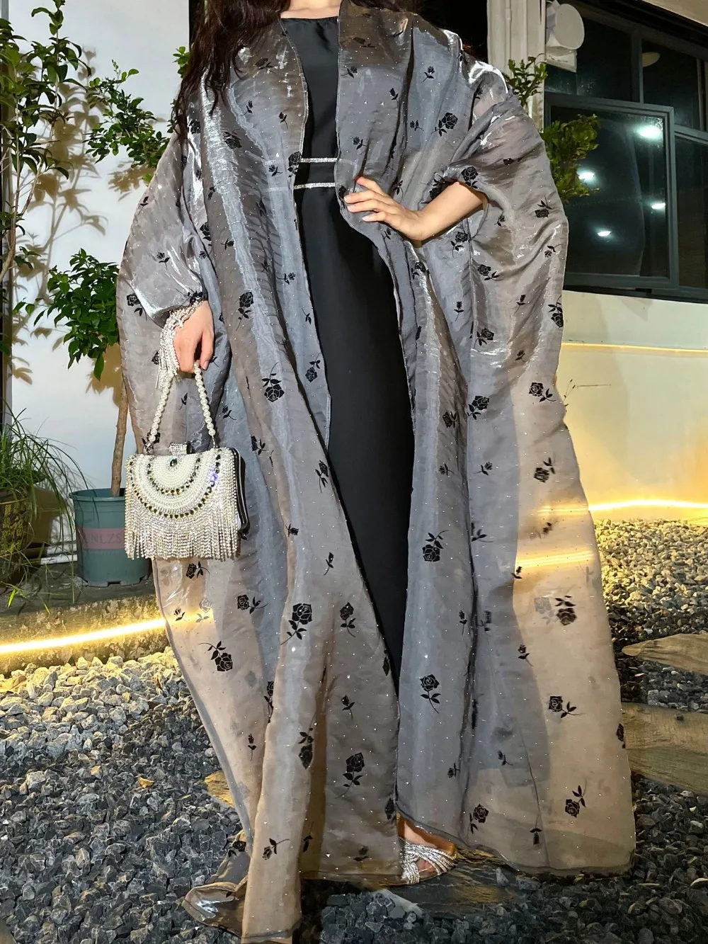 Eid มุสลิม 2 ชิ้นชุดชุดสตรีชุดปาร์ตี้ดอกไม้เปิด Abayas Ramadan โมร็อกโก Kaftan Party Vestidos Jalabiya อาหรับยาว robe 2025