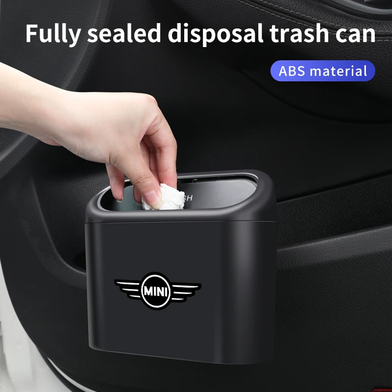 Car Mounted Garbage Bin With Lid Hanging For MINI Cooper JCW WORKS R55 R56 F55 F56 R57 R58 R59 R60 R50 R53 Clubman Countryman