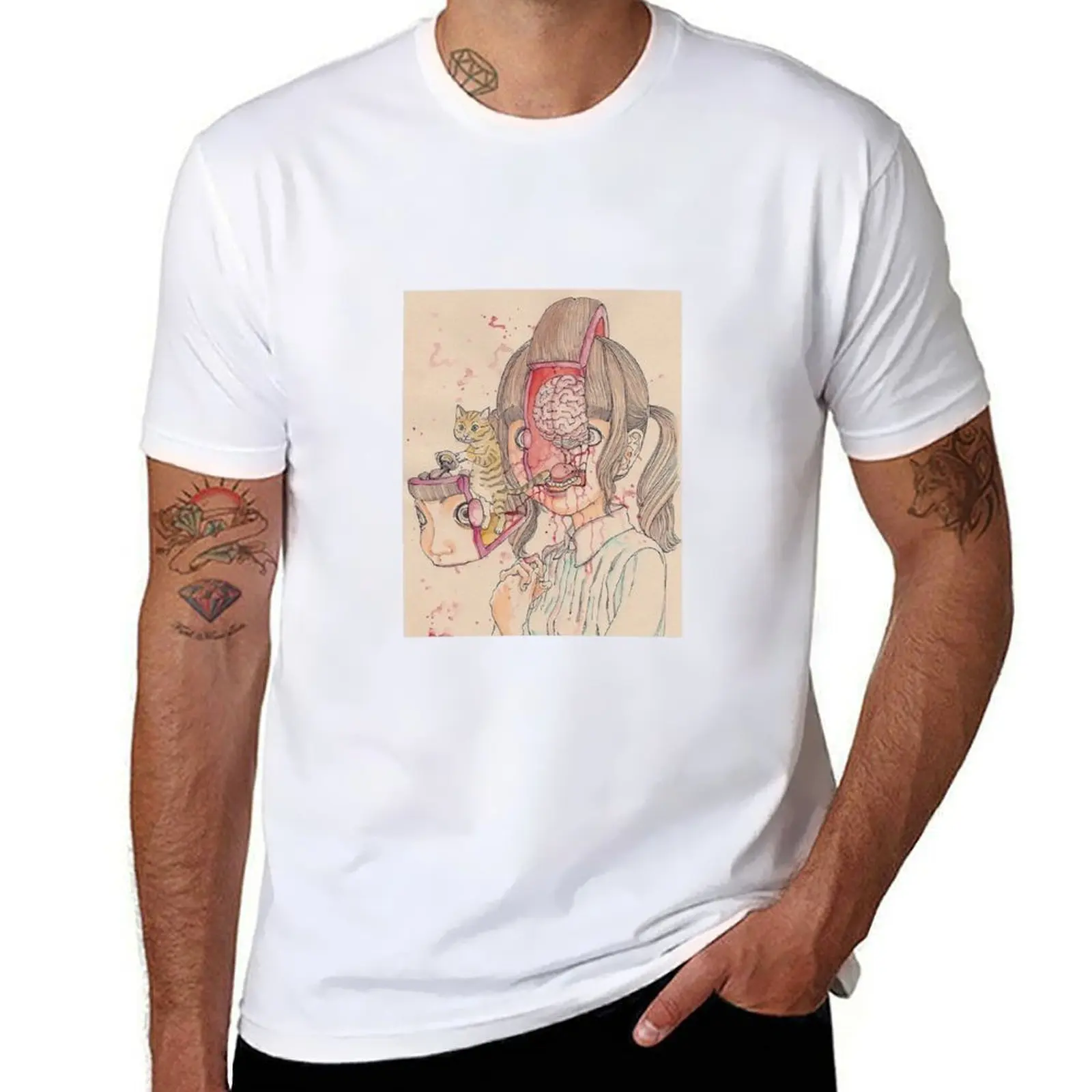 

Japanese Student and Cat - Shintaro Kago - japanese horror aesthetic T-Shirt Relaxed Casual Short Sleeve Tee