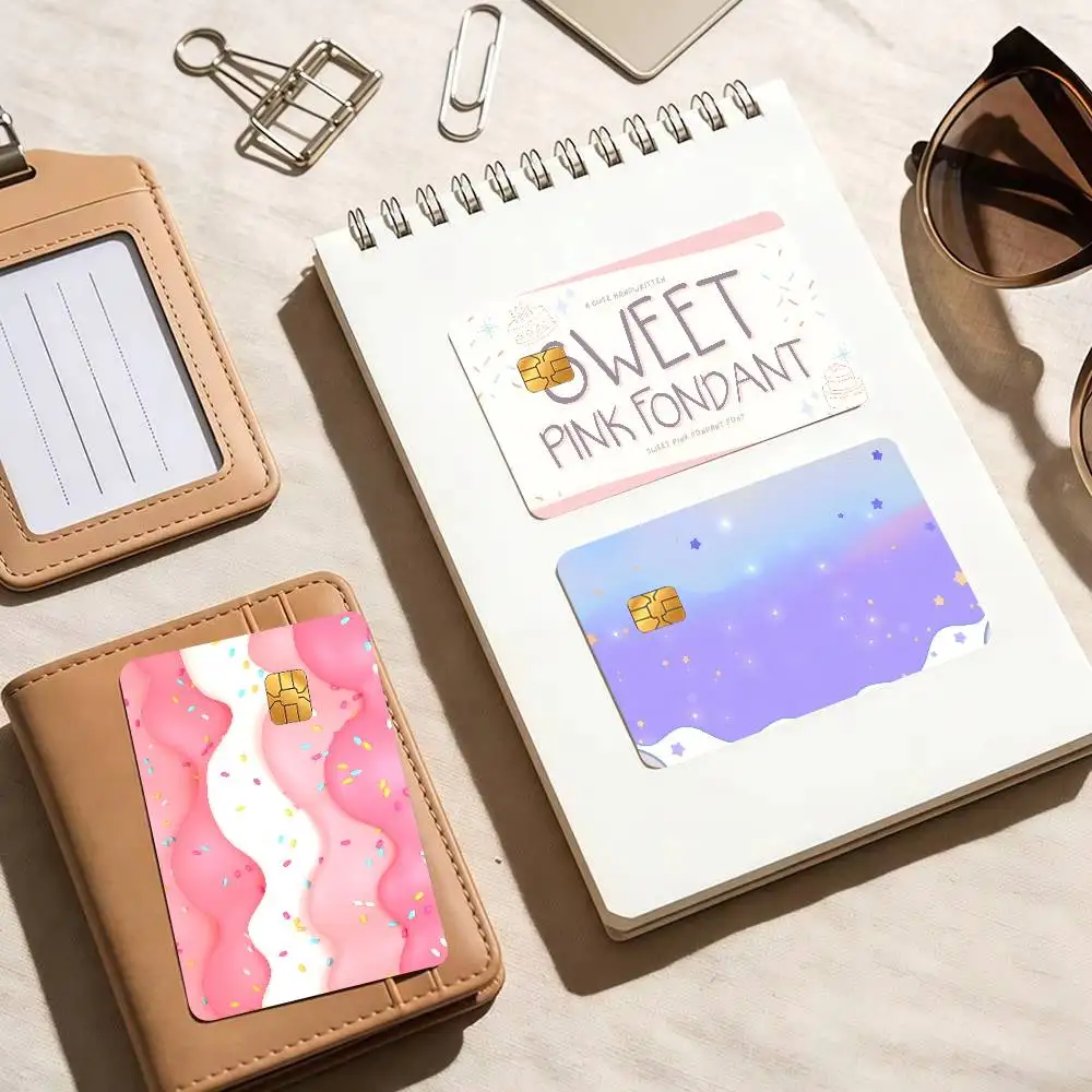 PINK SWEET   Cartoon Credit Card Skin Stickers For Bank Card Bus Metro Card Sticker Waterproof Women Gift