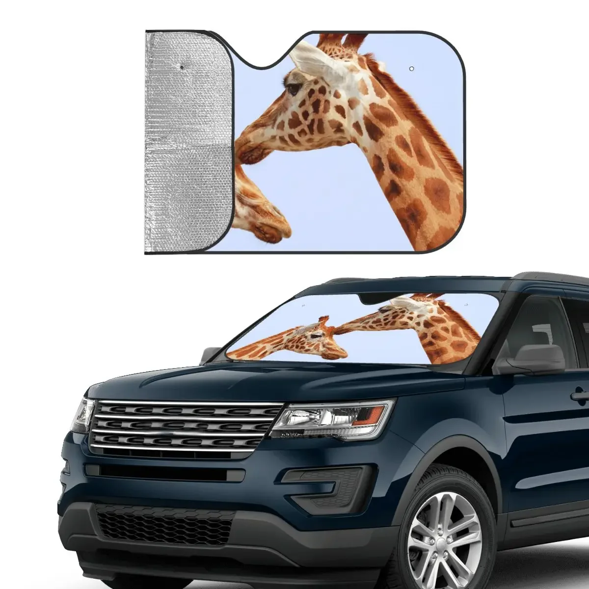 Cute Giraffe Personality Windshield Sunshade 76x140cm Animals Lover Aluminium Foil Sun Visor Sun Shade Protect