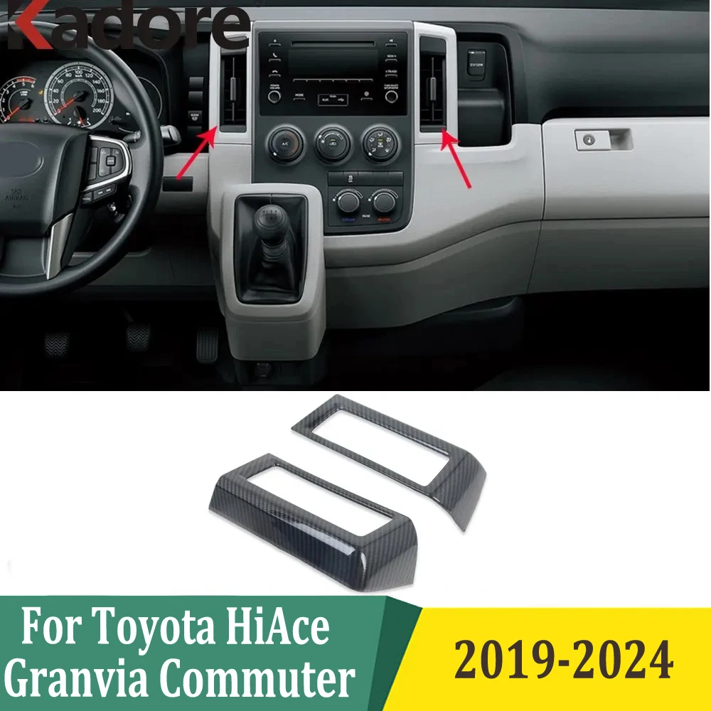 For Toyota HiAce Granvia Commuter 2019-2024 Carbon Fiber Air Conditonnal Vent Cover Trim AC Outlet Panel Interior Accessories